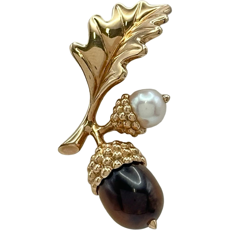 ミキモト MIKIMOTO ドングリブローチ ゴールド K18 パール タイガー
