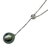 タサキ TASAKI 黒真珠 ティアドロップ シェイプ ネックレス ホワイトゴールド 750 パール ダイヤモンド ジュエリー