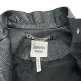 エルメス HERMES キルティングディアスキンレザージャケット 3H1207D1 ブラック レザー レディース ノーカラージャケット