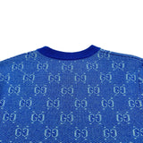 グッチ GUCCI GG総柄ジャガードニットセーター 761549 ブルー ウール メンズ セーター