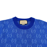 グッチ GUCCI GG総柄ジャガードニットセーター 761549 ブルー ウール メンズ セーター