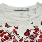 クリスチャン・ディオール Christian Dior バタフライプリント半袖Tシャツ 413T09A524 ホワイト コットン レディース 半袖Ｔシャツ