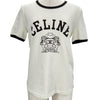 セリーヌ CELINE BLASON 70s ロゴ半袖Tシャツ RX09C671Q ブラウン コットン レディース 半袖Ｔシャツ
