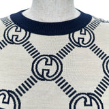 グッチ GUCCI GG総柄リバーシブルニットセーター 692702 ネイビー ウール レディース ニット