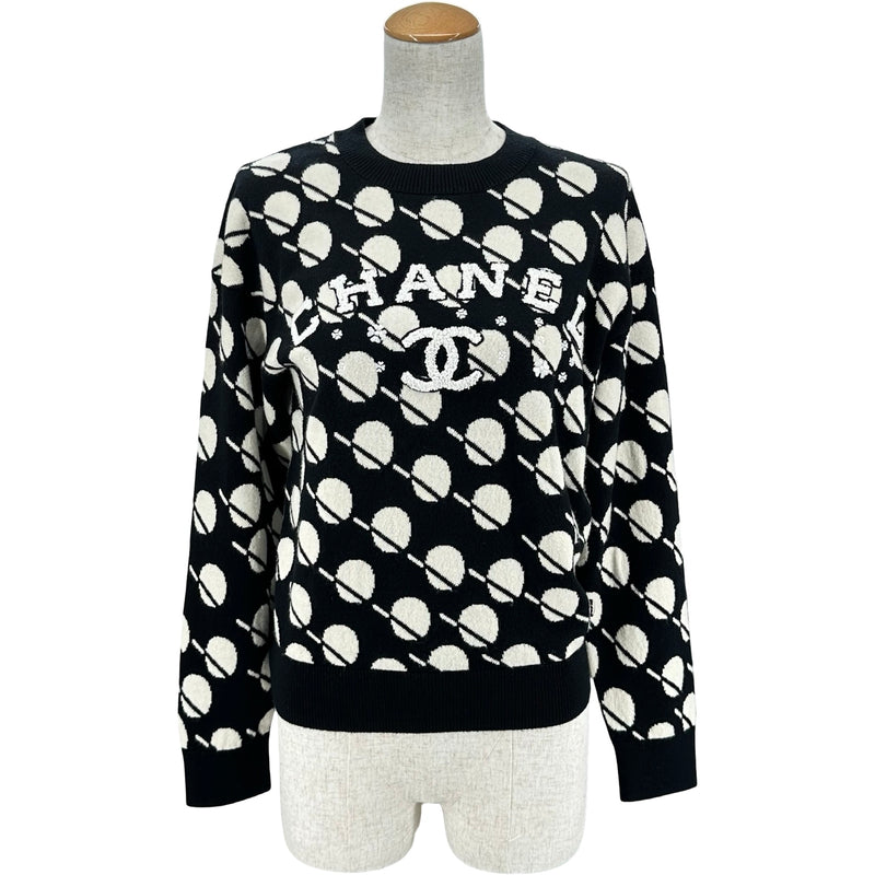 CHANEL シャネル ニット セーター ココマーク ブラック 美品 シャネル CHANEL ココマークカシミヤニットセーター P77905 ブラック