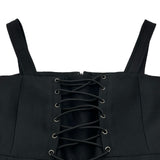 クリスチャン・ディオール Christian Dior シルク混レースアップ キャミワンピース 251R35A1212 ブラック ウール レディース ワンピース