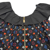 ルイ・ヴィトン LOUIS VUITTON ゲームオンラッフル襟ベイビードールドレス FKD651 ブラック シルク レディース ワンピース