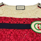グッチ GUCCI GGロゴレース切り替えワンピース 573974 ネイビー ポリエステル レディース ワンピース