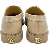 シャネル CHANEL ココマークチェーンロゴローファー G37430 ベージュ パテント レディース ローファー