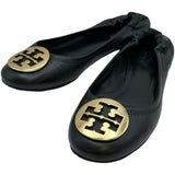 トリーバーチ TORY BURCH ロゴプレートフラットシューズ ブラック レザー レディース その他靴