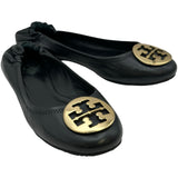 トリーバーチ TORY BURCH ロゴプレートフラットシューズ ブラック レザー レディース その他靴