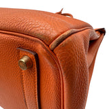 エルメス HERMES オータクロア32 □E刻 オレンジ ゴールド金具 トゴ ユニセックス ハンドバッグ