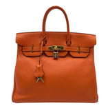エルメス HERMES オータクロア32 □E刻 オレンジ ゴールド金具 トゴ ユニセックス ハンドバッグ