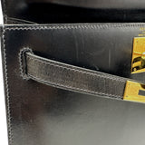 エルメス HERMES ケリー28 外縫い 〇W刻印 ブラック ゴールド金具 ボックスカーフ レディース ハンドバッグ ショルダーバッグ