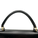 エルメス HERMES ケリー28 外縫い 〇W刻印 ブラック ゴールド金具 ボックスカーフ レディース ハンドバッグ ショルダーバッグ