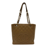 シャネル CHANEL PSTチェーントートバッグ A50994 8番台 ベージュ ゴールド金具 キャビアスキン レディース トートバッグ