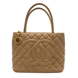 シャネル CHANEL 復刻トート A01804 7番台 ベージュ ゴールド金具 キャビアスキン レディース トートバッグ