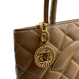 シャネル CHANEL 復刻トート A01804 7番台 ベージュ ゴールド金具 キャビアスキン レディース トートバッグ