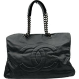 シャネル CHANEL ココマーク トートバッグ 13番台 ブラック シルバー金具 キャビアスキン レディース