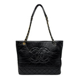 シャネル CHANEL ココマーク チェーントートバッグ AS1875 30番台 ブラック ゴールド/シルバー金具 シャイニーエイジドカーフ レディース トートバッグ