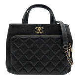 シャネル CHANEL ビジネスアフィニティ スモールショッパー A93750 ブラック ゴールド金具 キャビアスキン レディース ショルダーバッグ