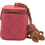 シャネル CHANEL スモール バニティバッグ AP1447 32番台 ピンク ゴールド金具 ラムスキン レディース ショルダーバッグ