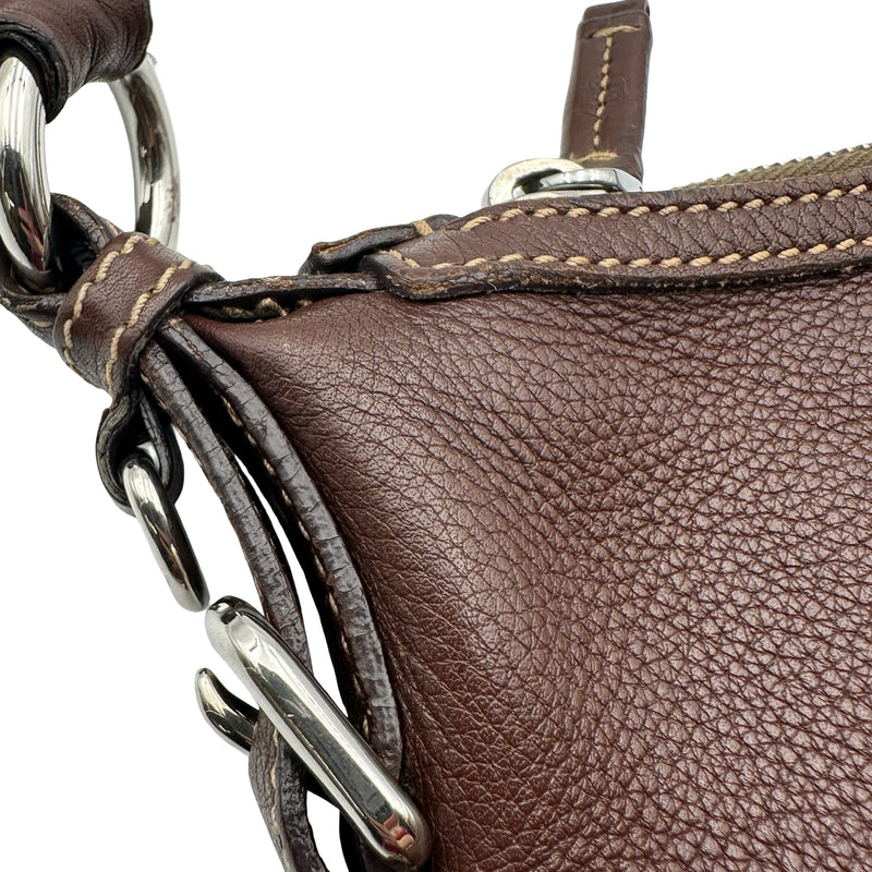 プラダ PRADA レザー ショルダーバッグ ブラウン レディース クロス