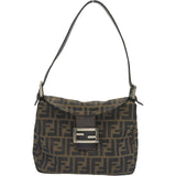フェンディ FENDI マンマ ハンドバッグ ブラウン ナイロン キャンバス レディース