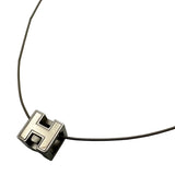 エルメス HERMES Hキューブ ネックレス ブラック/シルバー メタル/ラッカー アクセサリー