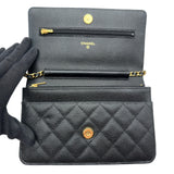 シャネル CHANEL マトラッセ チェーンウォレット AP0250 ブラック ゴールド金具 キャビアスキン レディース ショルダーバッグ