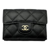 シャネル CHANEL スモールフラップウォレット AP0230 28番台 ブラック ゴールド金具 キャビアスキン レディース 三つ折り財布