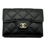 シャネル CHANEL スモールフラップウォレット AP0230 28番台 ブラック ゴールド金具 キャビアスキン レディース 三つ折り財布