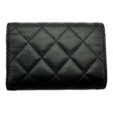 シャネル CHANEL スモールフラップウォレット AP0230 28番台 ブラック ゴールド金具 キャビアスキン レディース 三つ折り財布