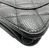 シャネル CHANEL マトラッセ チェーンウォレット AP0250 30番台 ブラック シルバー金具 キャビアスキン レディース ショルダーバッグ