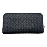 ボッテガ・ヴェネタ BOTTEGA VENETA イントレチャート ロングジップウォレット P01298174Y ネイビー レザー メンズ 長財布