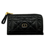 クリスチャン・ディオール Christian Dior カロジップカードホルダー S5131UWHC ブラック カナージュカーフ レディース カードケース