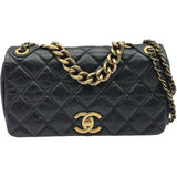 シャネル CHANEL パリボンベイフラップバッグ A67129 16番台 ブラック ゴールド金具 エイジドカーフ レディース ショルダーバッグ