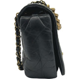 シャネル CHANEL パリボンベイフラップバッグ A67129 16番台 ブラック ゴールド金具 エイジドカーフ レディース ショルダーバッグ