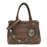 ミュウミュウ miu miu ナッパクリスタル ハンドバッグ 5BA067 ピンク ナッパーレザー レディース ショルダーバッグ