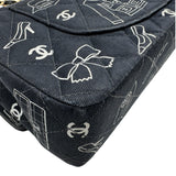 シャネル CHANEL マトラッセ25 アイコンプリント A01112 7番台 ブラック ゴールド金具 コットン レディース ショルダーバッグ