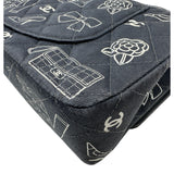 シャネル CHANEL マトラッセ25 アイコンプリント A01112 7番台 ブラック ゴールド金具 コットン レディース ショルダーバッグ