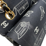 シャネル CHANEL マトラッセ25 アイコンプリント A01112 7番台 ブラック ゴールド金具 コットン レディース ショルダーバッグ