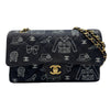 シャネル CHANEL マトラッセ25 アイコンプリント A01112 7番台 ブラック ゴールド金具 コットン レディース ショルダーバッグ