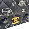 シャネル CHANEL マトラッセ25 アイコンプリント A01112 7番台 ブラック ゴールド金具 コットン レディース ショルダーバッグ
