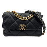 シャネル CHANEL CHANEL19 ラージバッグ AS1161 29番台 ブラック ゴールド/シルバー金具 シャイニーラムスキン レディース ショルダーバッグ