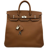 エルメス HERMES オータクロア40 U刻印 ゴールド シルバー金具 トゴ メンズ ハンドバッグ