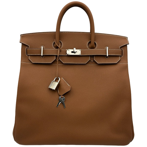 エルメス HERMES オータクロア40 U刻印 ゴールド シルバー金具 トゴ メンズ ハンドバッグ エルメス HERMES オータクロア40 U刻印 ゴールド シルバー金具 トゴ