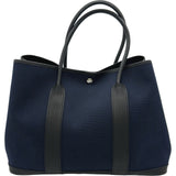 エルメス HERMES ガーデンパーティPM Y刻印 ダークブルー シルバー金具 トワル レディース ハンドバッグ