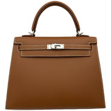 エルメス HERMES ケリー25 外縫い G刻印 ゴールド シルバー金具 ヴォーマダム レディース ショルダーバッグ