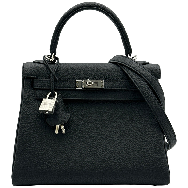 エルメス HERMES ケリー25 内縫い K刻印 ブラック/シルバー金具 トゴ
